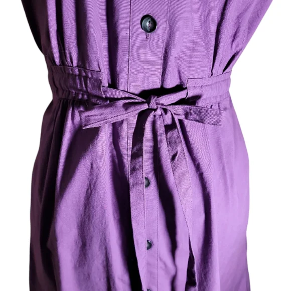Merona button closure cap sleeve purple shirt dress size medium - Picture 6 of 12